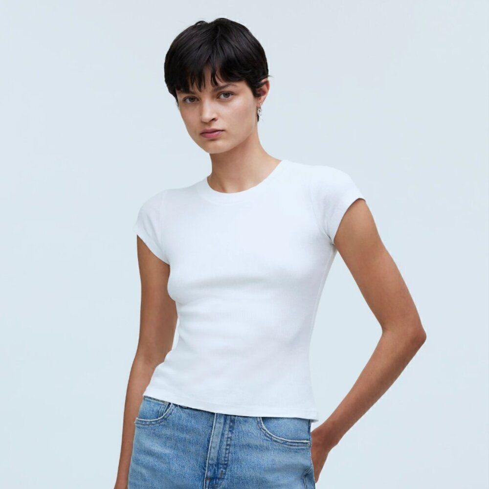 Madewell ND836 Supima® Rib Tee white NWT